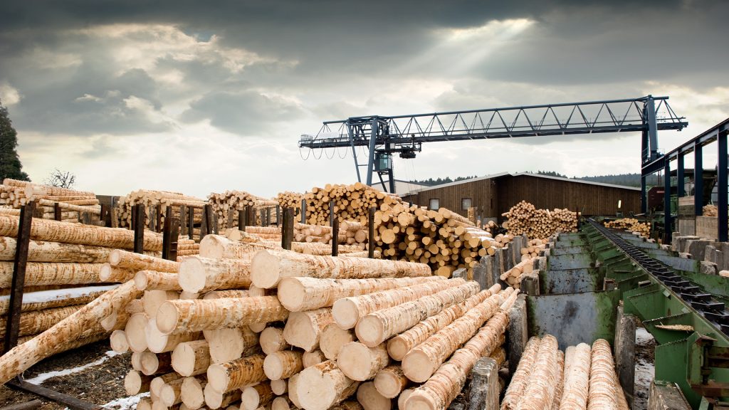 a pile of lumber at a mill
