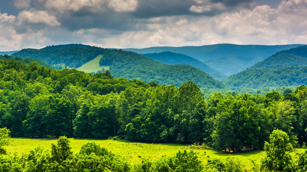 a view of the appalachian mountains on a partly cloudy day